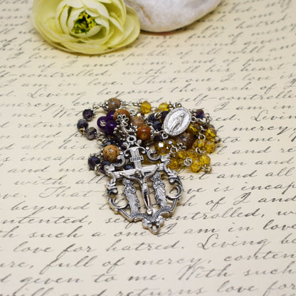Miraculous Medal Rosary – Handmade Italian Gemstone & Crystal Catholic Rosary | First Communion & Confirmation Gift