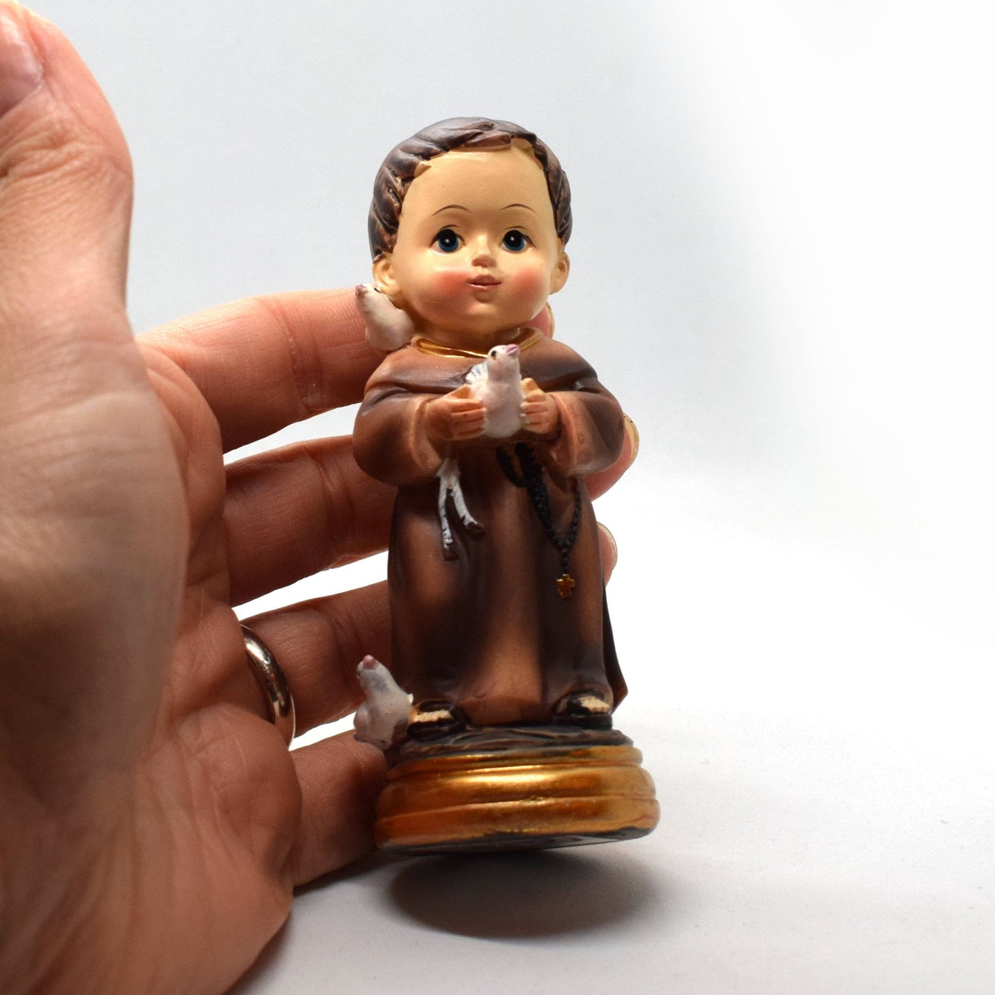 🕊️ Saint Francis Resin Statue – St. Francis of Assisi Mini Pocket Statue – Italian Catholic Desk Figurine