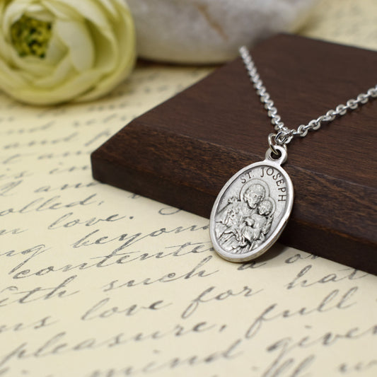St. Joseph Medal Necklace – Patron Saint Necklace – Catholic Jewelry Handmade in Italy
