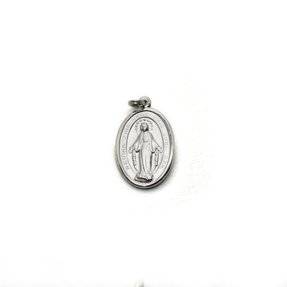 Sterling Silver Miraculous Medal Necklace – Rhodium-Plated 0.925 Italian Virgin Mary Jewelry