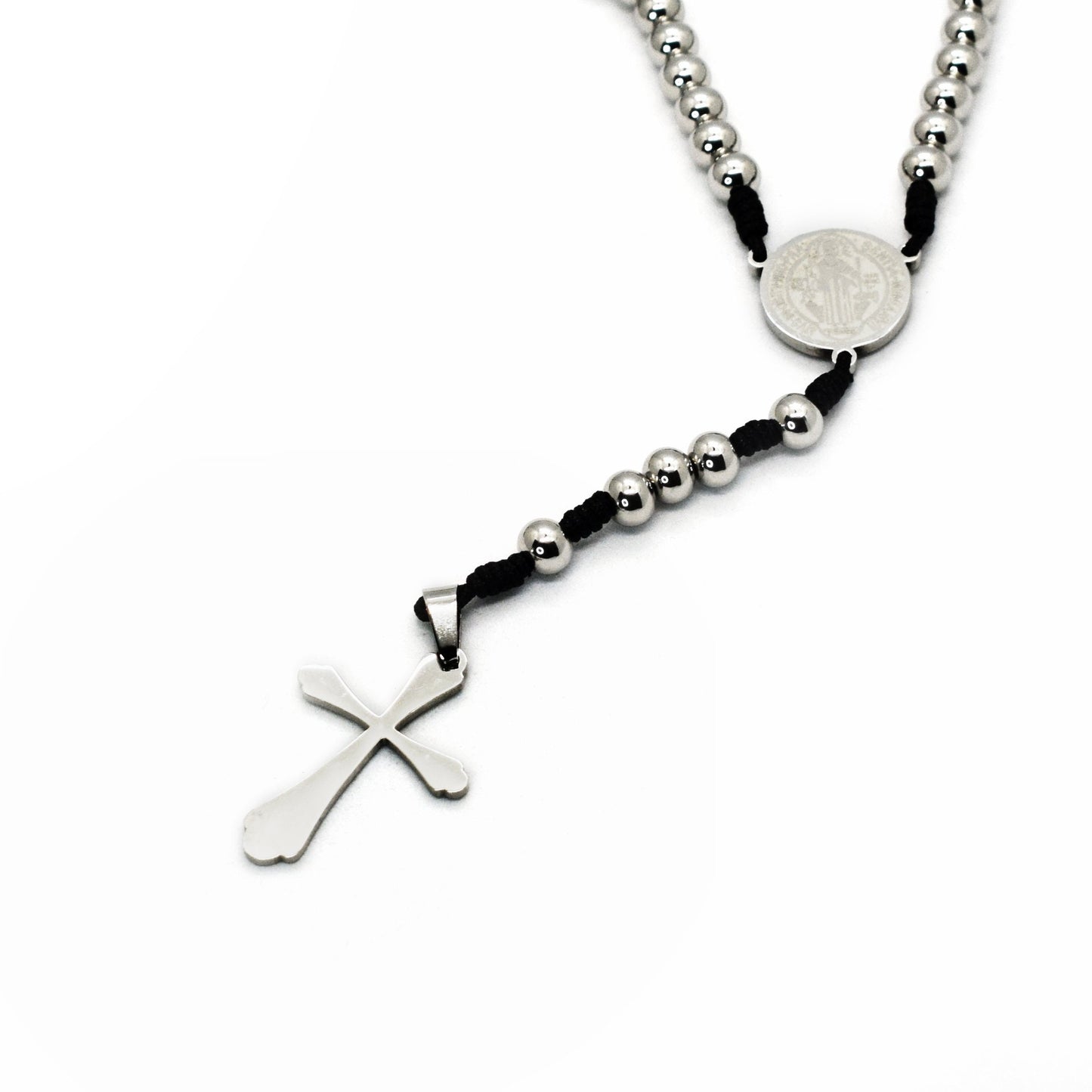 St. Benedict Stainless Steel Rosary – Handmade Italian Five Decades Rosary