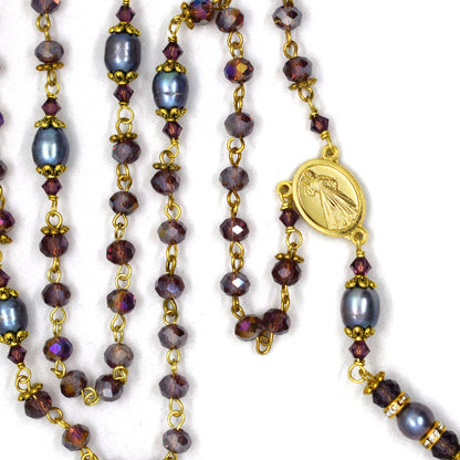 Amethyst Purple AB Swarovski Crystal Rosary 💜 Handmade Catholic Rosary – Wedding & Confirmation Gift