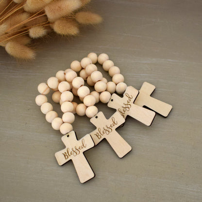 Personalized Wooden Pocket Rosary Favors – Baptism, First Communion & Christening Gifts
