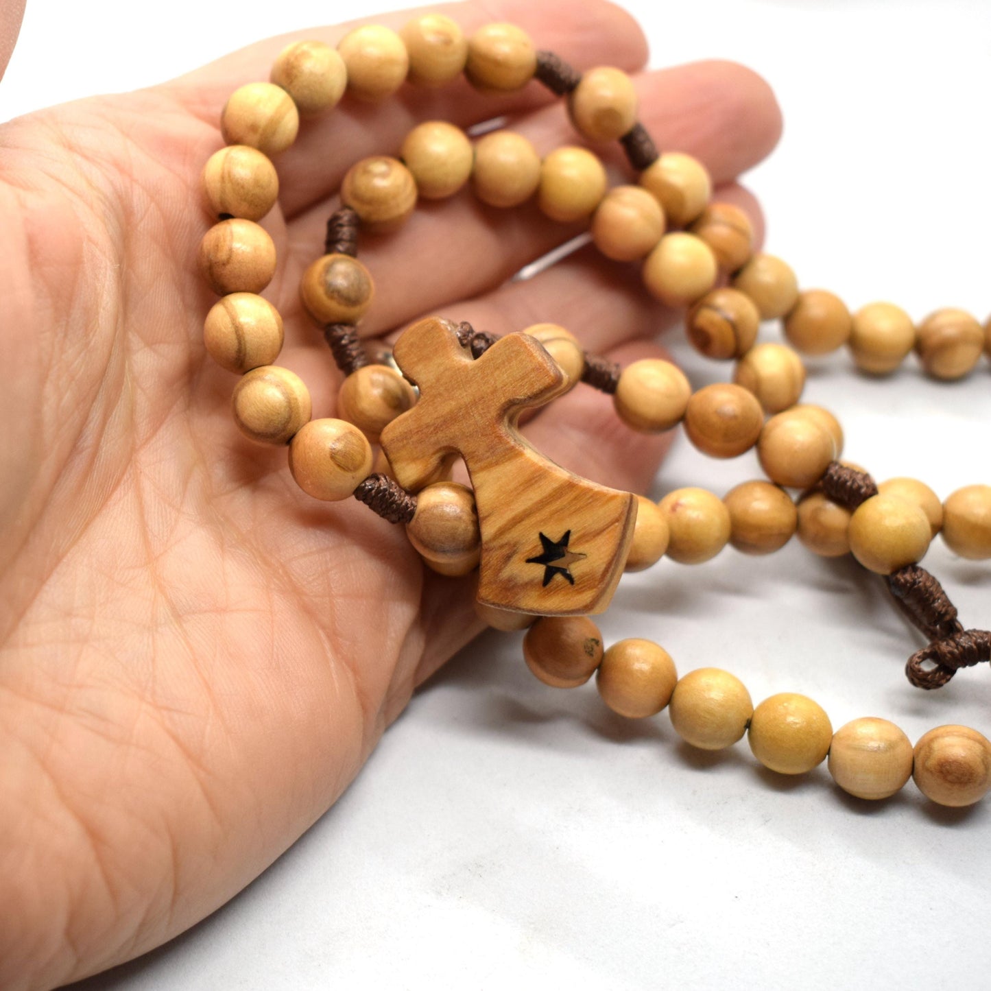 Carmelite wooden Rosary, Brigittine Crown Chaplet, Six Decade Rosary with olive wood from Holy Land