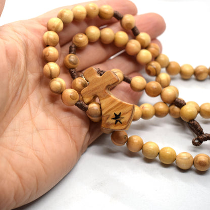 Carmelite wooden Rosary, Brigittine Crown Chaplet, Six Decade Rosary with olive wood from Holy Land