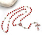 Red Glass Cube Rosary – Ex Voto Heart Centerpiece – Wearable Catholic Necklace – Handmade Devotional Jewelry
