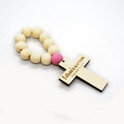 Personalized Wooden Rosary Favors – Baptism, Christening, First Communion, Party Gifts