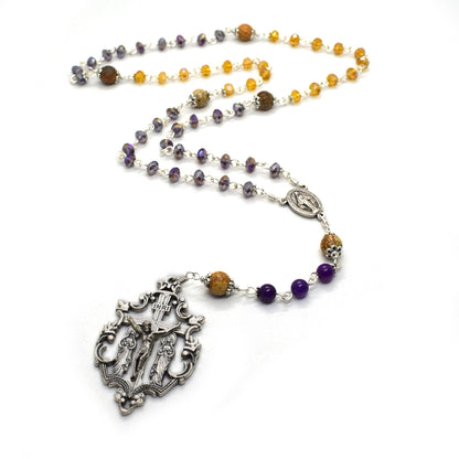 Miraculous Medal Rosary – Handmade Italian Gemstone & Crystal Catholic Rosary | First Communion & Confirmation Gift