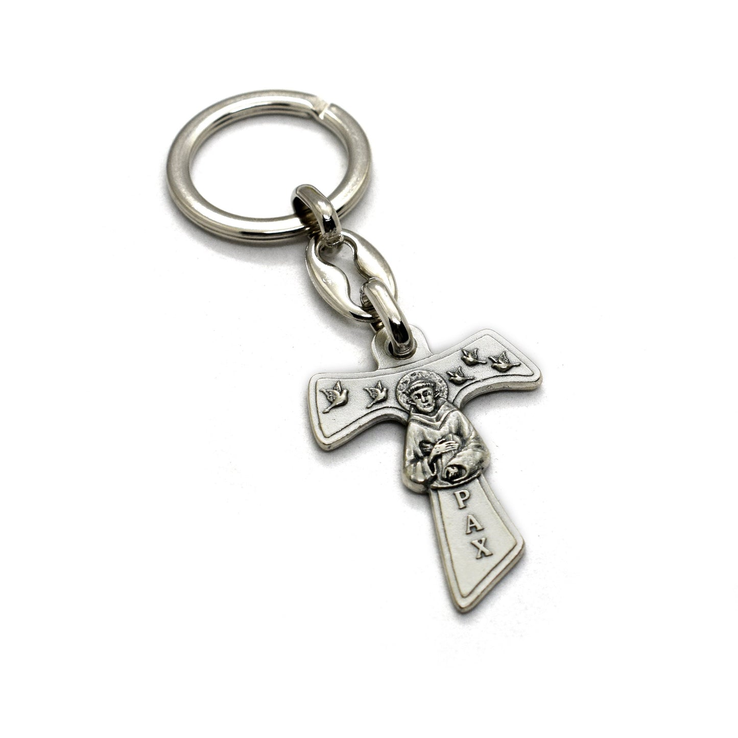 Saint Francis Tau Cross Keychain – Christian Keyring, Franciscan Catholic Gift