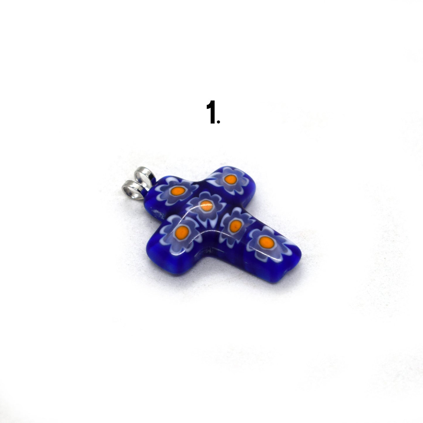 Millefiori Cross Pendant Necklace | Murano Glass Cross | Handmade Italian Religious Pendant ♥