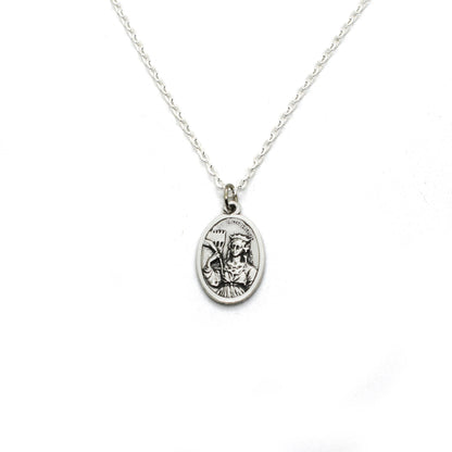 Saint Barbara Medal Necklace – Patroness of Firefighters & Armourers | Italian Stainless Steel Chain, Christian Jewelry