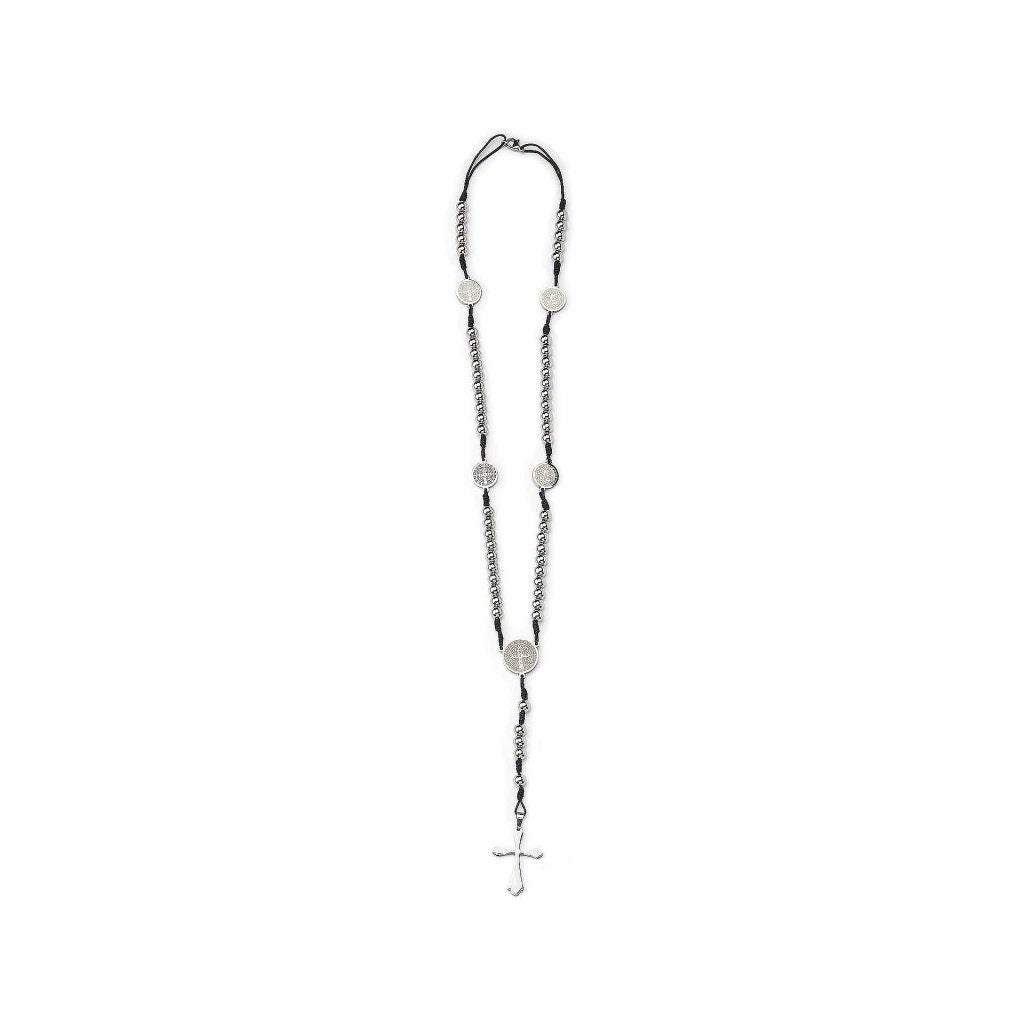 St. Benedict Stainless Steel Rosary – Handmade Italian Five Decades Rosary