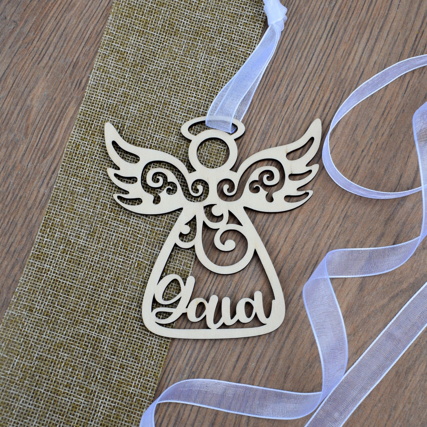Personalized Angel Ornament – Custom Name Laser-Cut Birchwood Keepsake | Baptism, First Communion, Birthday & Memorial Gift 🎁