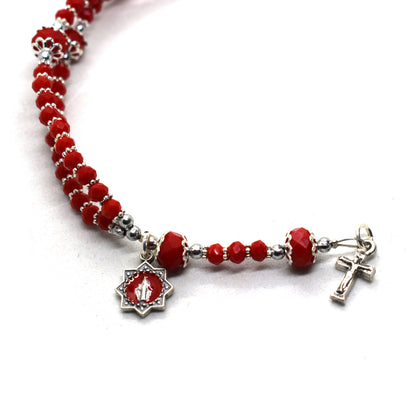 Crystal Rosary Bracelet with Miraculous Medal – Catholic Wrap Bracelet Handmade in Italy