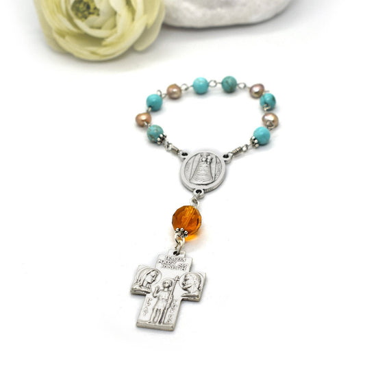 Holy Family Rosary – Nativity Rosary with Pearls and Crystals – Christmas Rosary – Baptism & Communion Faith Gift