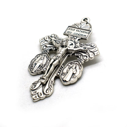 3-Way Pardon Crucifix Pendant | Miraculous & Saint Benedict Medal | Italian Indulgence Cross