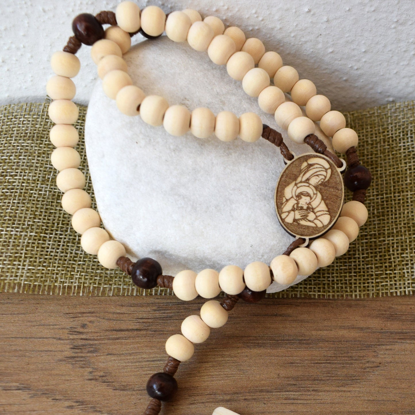 Personalized Wooden Name Rosary – Engraved Custom Rosary for Christening, First Communion & Confirmation | 5, 6 or 7 Decades