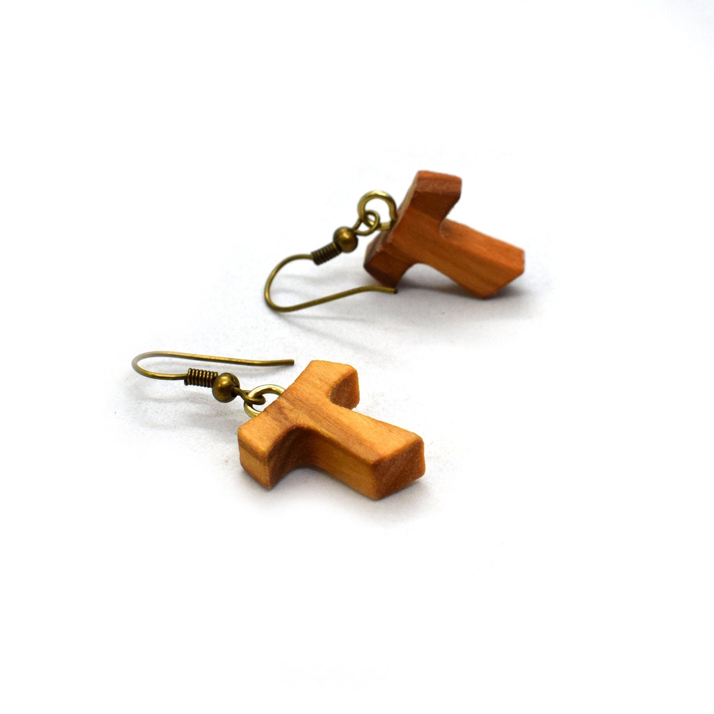 Tau Cross Earrings | St. Francis Olive Wood Earrings | Handmade Artisan Jewelry | Christian Gift