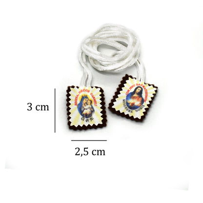 Brown Scapular of Our Lady of Mount Carmel & Sacred Heart of Jesus – Traditional Catholic Scapular Handmade in Italy