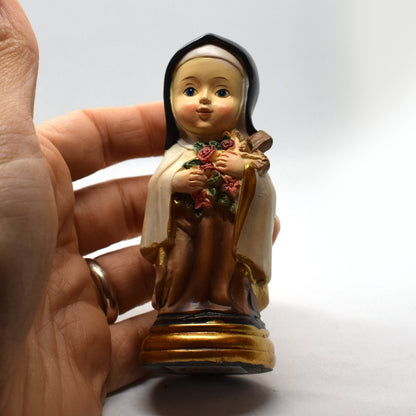 Saint Therese of Lisieux Mini Resin Statue – Italian Pocket or Desk Catholic Gift