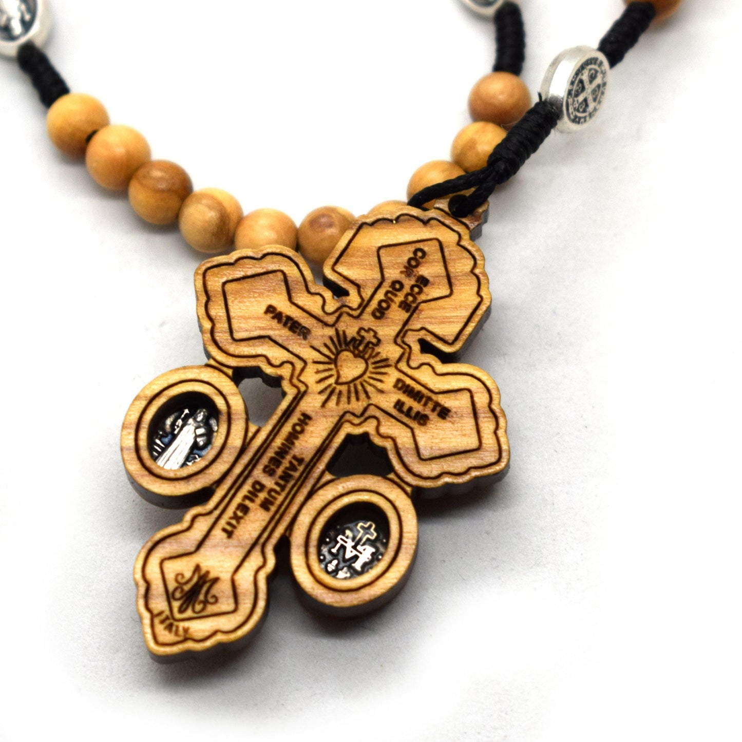 Olive Wood Forgiveness Rosary | Handmade Saint Benedict & Miraculous Medal Rosary made in Italy