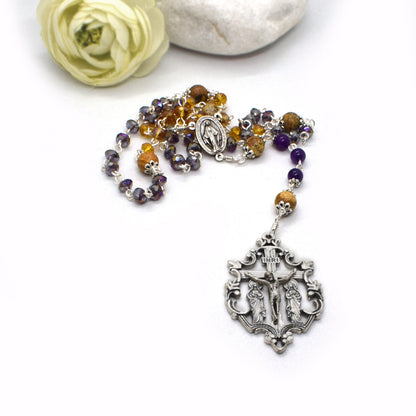 Miraculous Medal Rosary – Handmade Italian Gemstone & Crystal Catholic Rosary | First Communion & Confirmation Gift