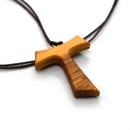 Tau Cross Olive Wood Necklace – Saint Francis of Assisi Pendant