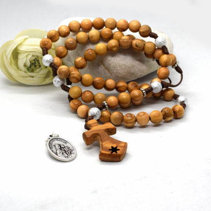 Carmelite wooden Rosary, Brigittine Crown Chaplet, Six Decade Rosary with olive wood from Holy Land