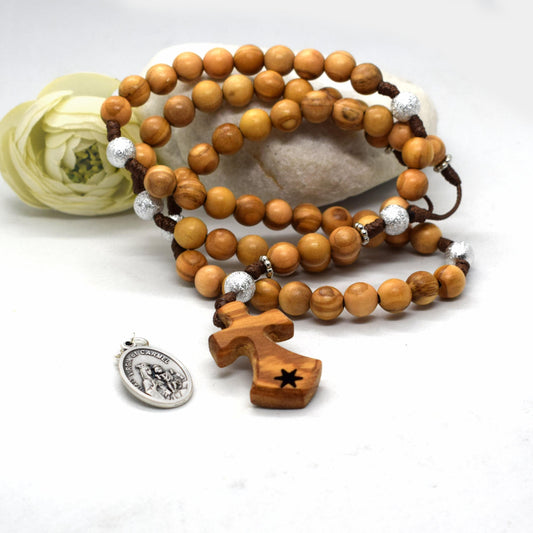 Carmelite wooden Rosary, Brigittine Crown Chaplet, Six Decade Rosary with olive wood from Holy Land