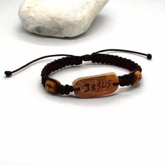Jesus Bracelet Olive Wood | Christian Adjustable Bracelet | Handmade in Italy ♥