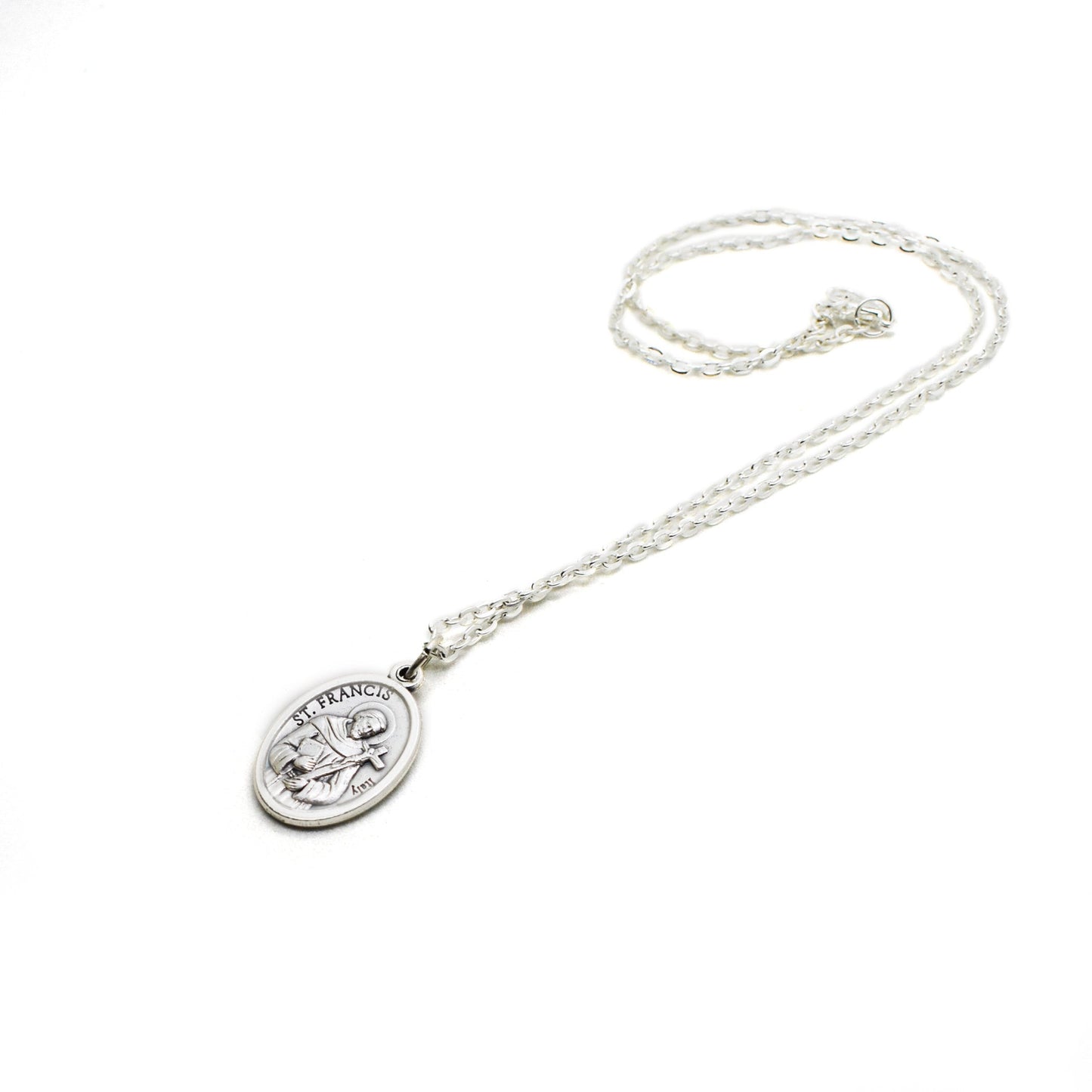 St. Francis of Assisi Medal Necklace 🕊️ Zama Alloy on Stainless Steel Chain – Handmade Italian Catholic Jewelry