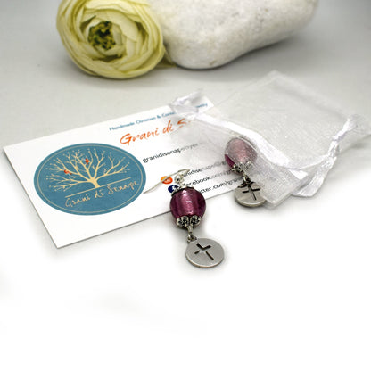 Murano Glass Cross Earrings | Handmade Christian Dangle Earrings | Italian Artisan Jewelry