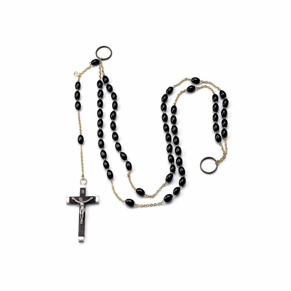 LARGE Belt Habit Rosary | Handmade Dark Wood Waist Rosary for Nun or Monk | 5 Decades Catholic Rosary Made in Italy
