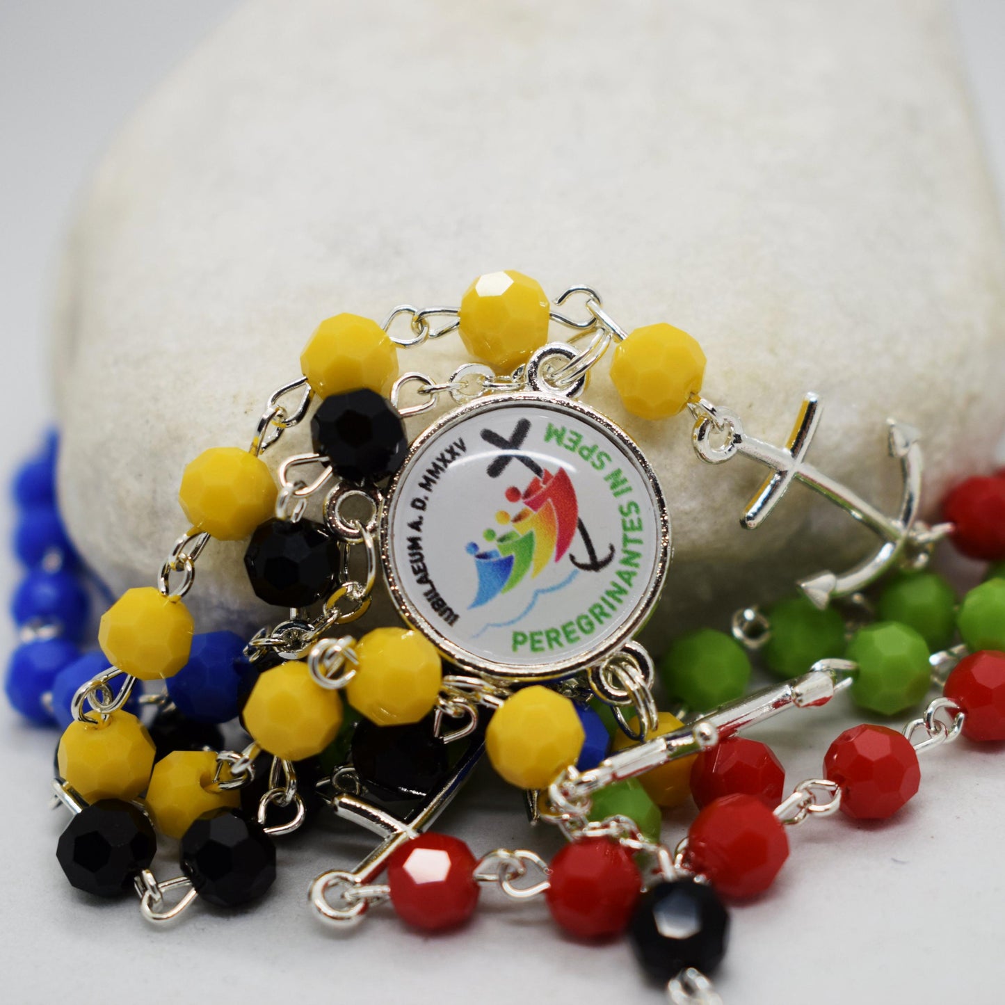 Pilgrims’ Jubilee Rosary with Official Logo – Handmade Crystal Beads Rosary