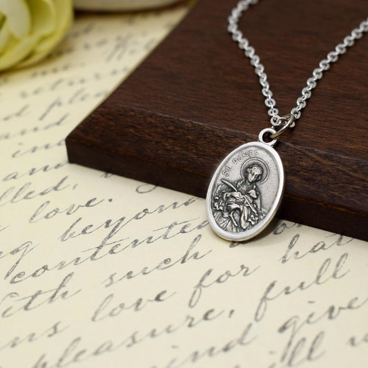 Saint Agnes Necklace – Minimalist Catholic Jewelry – Handmade Italian Medal Necklace – Spiritual Gift