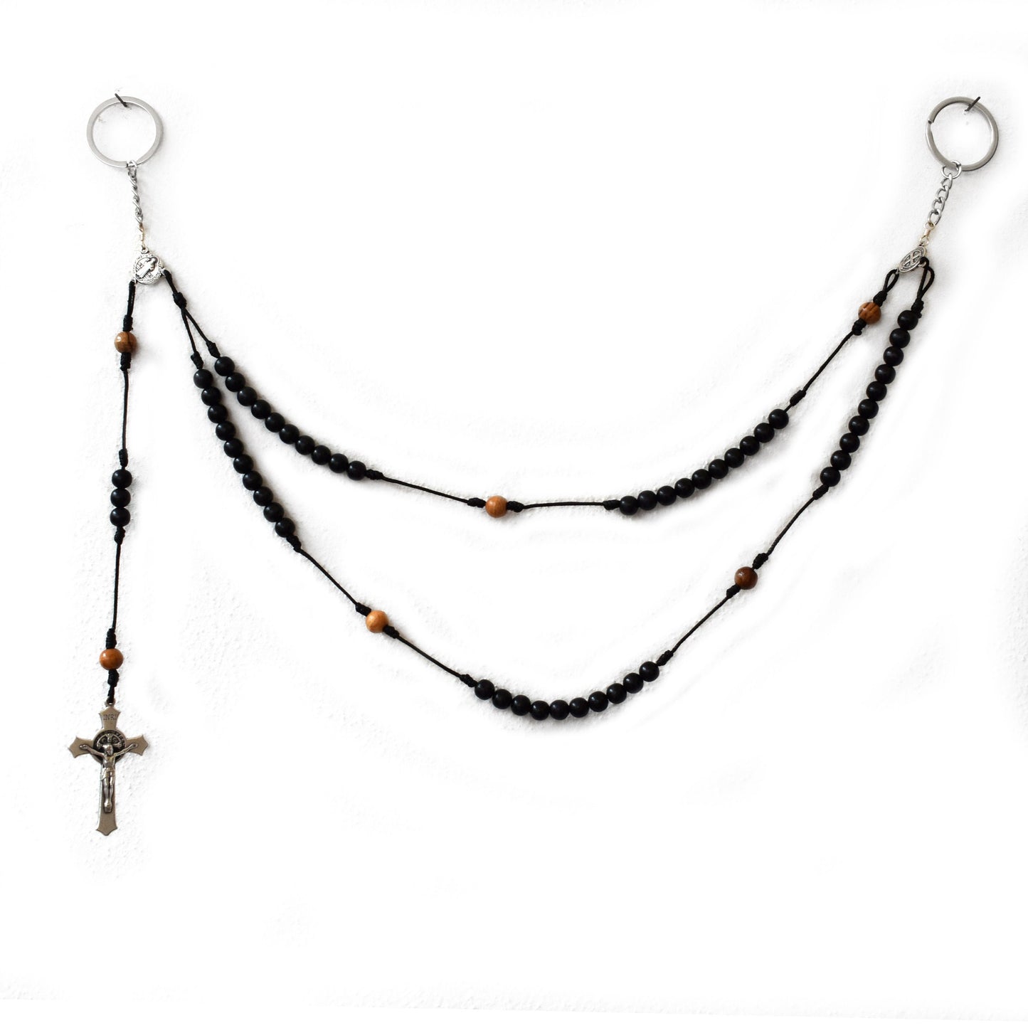 🕊️ St. Benedict Belt Habit Rosary – Handmade Olive Wood 5 Decades Rosary – Catholic Gift