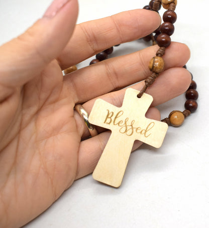 Personalized Wooden Car Rosary – Custom Name Rosary | Handmade Catholic Gift