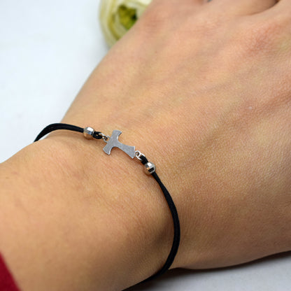 Rhodium Plated Sterling Silver Tau Cross Bracelet ✝️ Adjustable St. Francis Jewelry – First Communion & Confirmation Gift