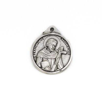 Saint Francis and Saint Clare of Assisi Large Catholic Medal Pendant | Double-Sided Religious Necklace | Italian Gift for Him or Her