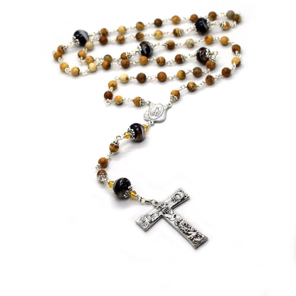St. Francis Canticle of the Creatures Rosary – Unbreakable Italian Gemstone & Murano Glass Beads | Catholic Christmas Gift