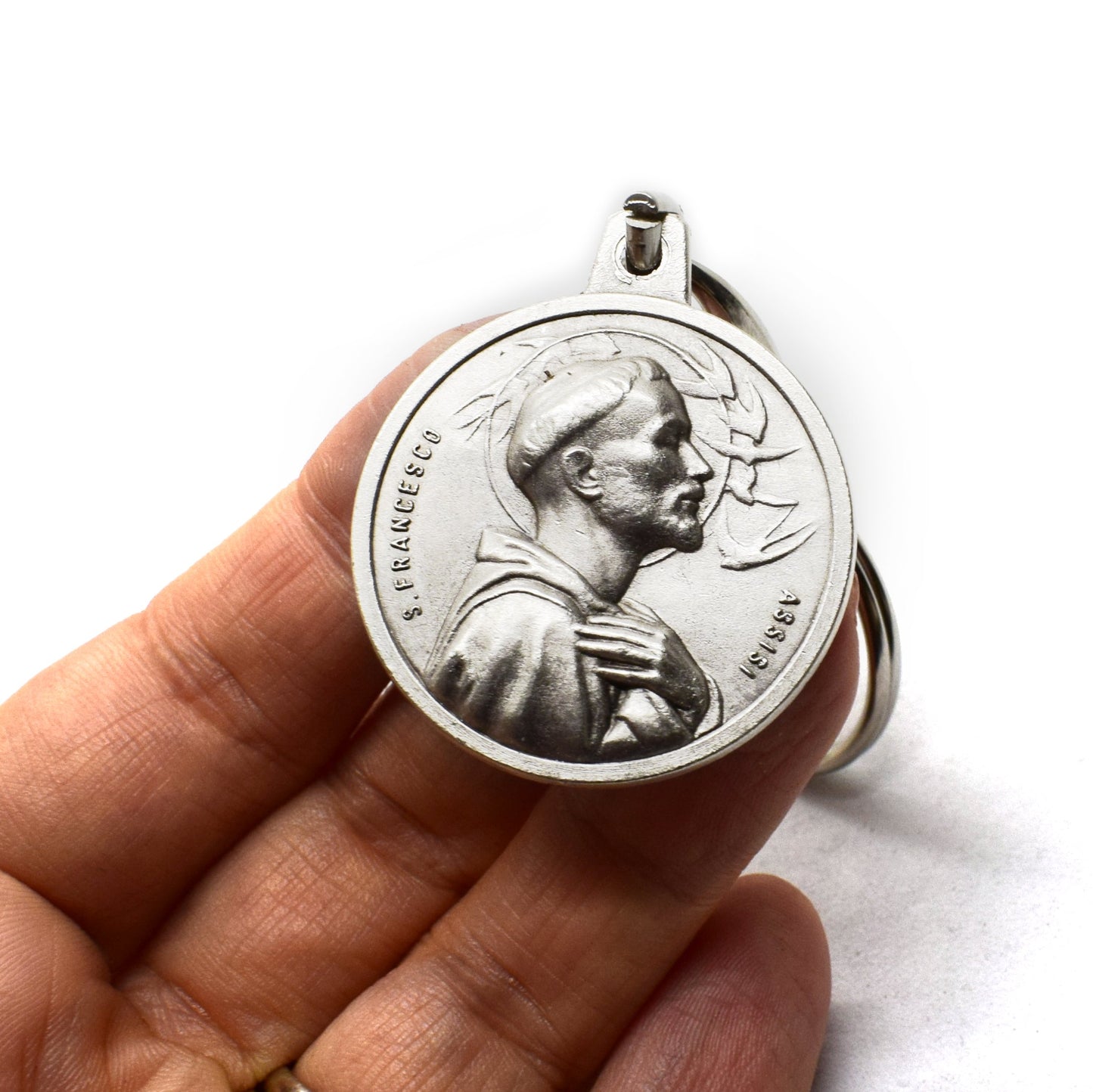 St. Francis of Assisi Keychain – 35mm Medal Tau Cross Pax et Bonum